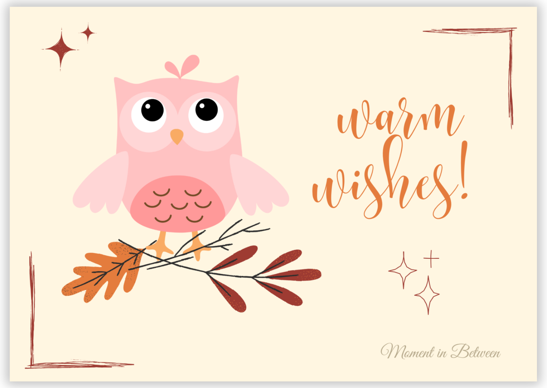 Warm Wishes Owl - Friendship & love Song Card